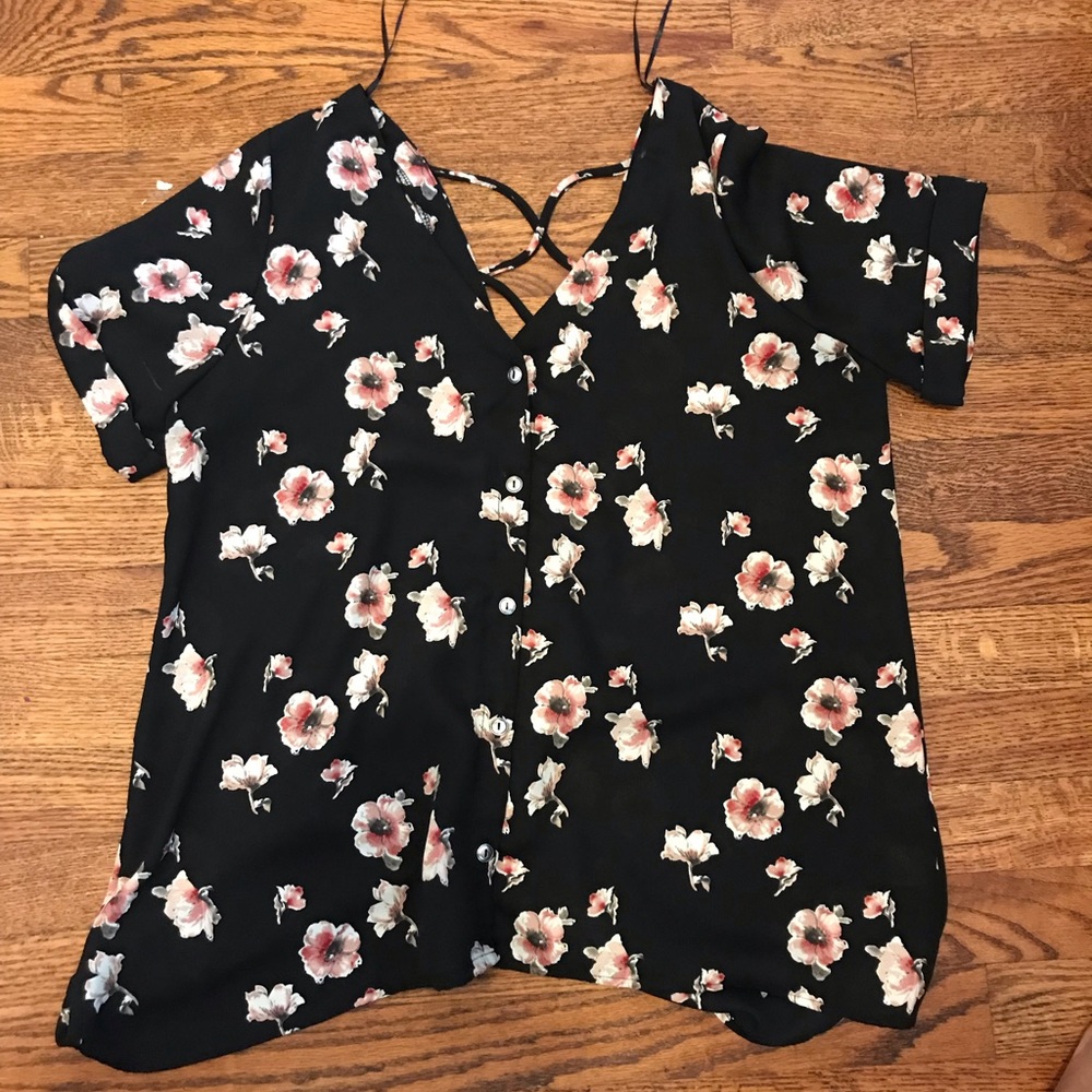 Floral button down top